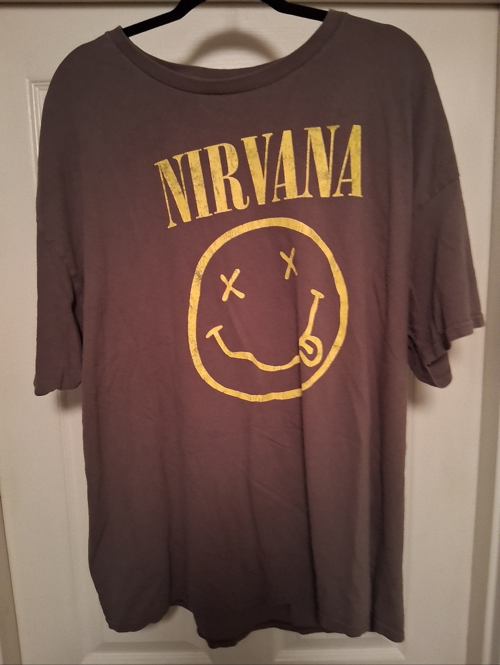 NIRVANA Gray Tee with Yellow Smiley Logo